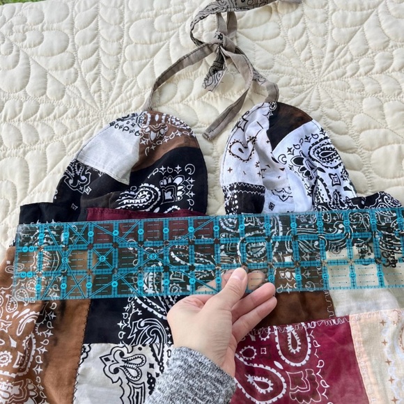 Handmade Quilted Halter Crop Top – Cowboy Tie-Dye Mix SKU 05061 - Picture 4 of 10